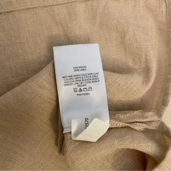 Beige Tan Linen Button Down Sleeveless Top Size Small Summer Blouse Brown - Picture 7 of 9